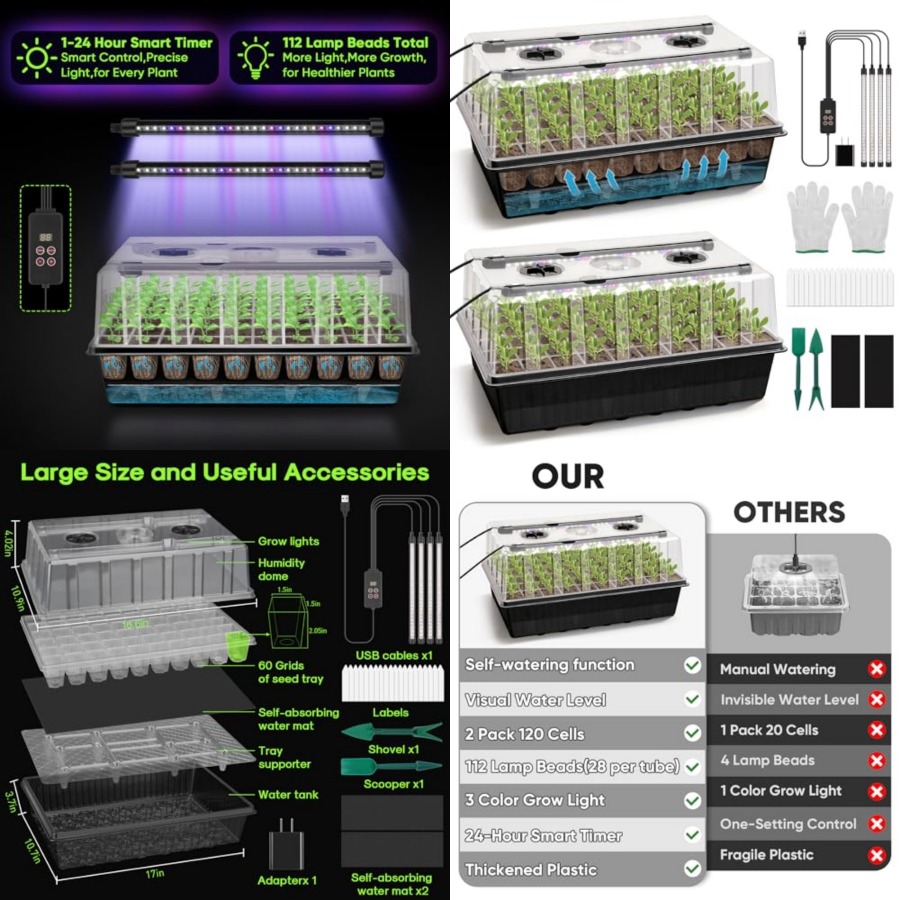 120-Cell Self-Watering Seed St - Humidity Dome Kit 评论和价格