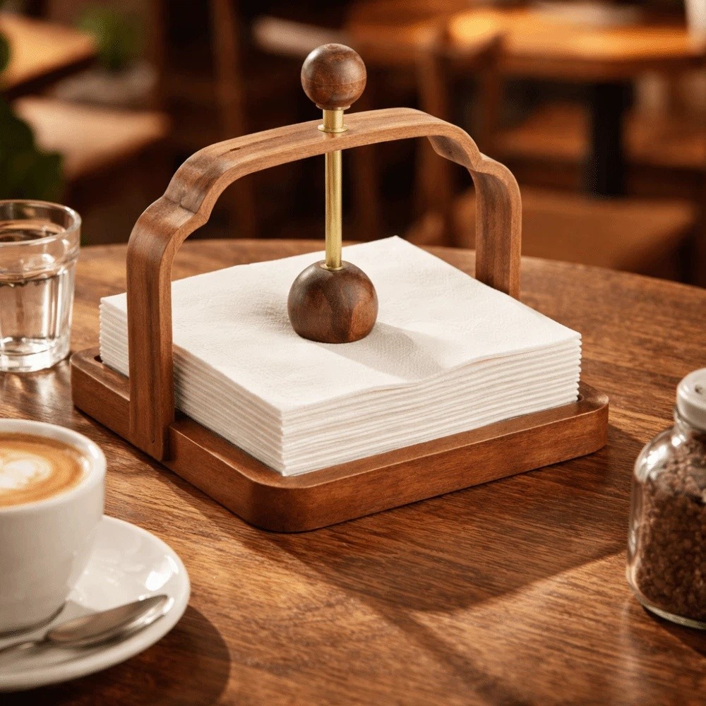 Napkin Stand Retro Walnut Wood - Agar Tissue Culture 评论和价格