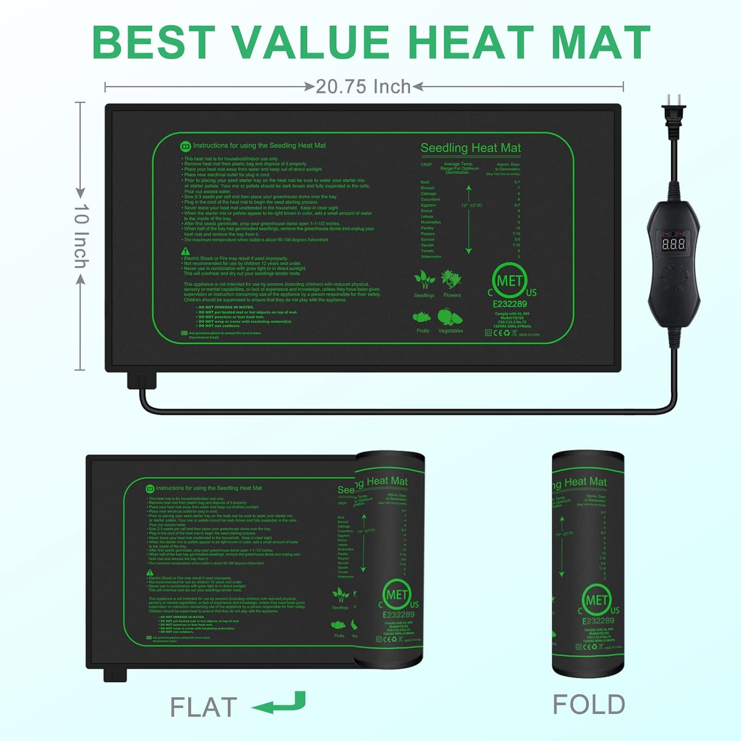 Seedling Heat Mat With Digital - Rooting Gel Clone 评论和价格