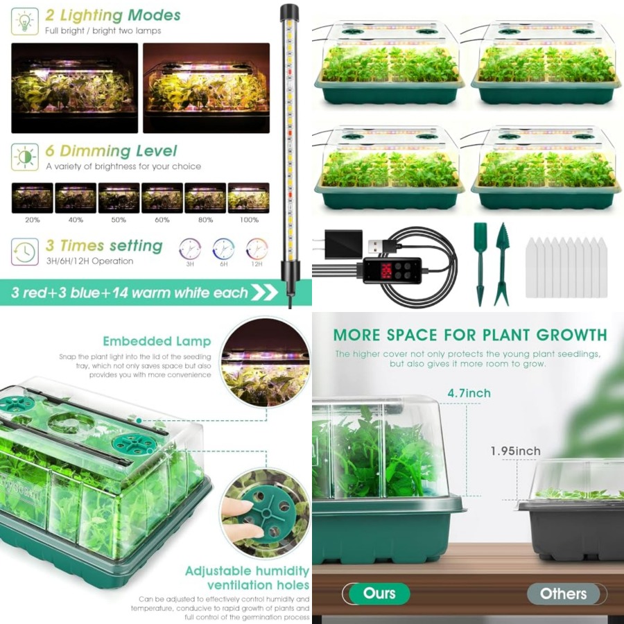 Seed Starter Tray with Grow Li - Humidity Dome Kit 评论和价格